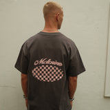 Moto Chequered Tee - Faded Black
