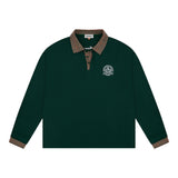 Dad Collar Long Sleeve Polo - Pine Green