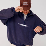 Quarter Zip Fleece - Washed Navy