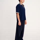 Dad Collar Short Sleeve Polo - Navy