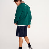 Dad Collar Long Sleeve Polo - Pine Green