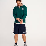 Dad Collar Long Sleeve Polo - Pine Green