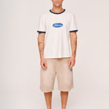 Badge Ringer Tee - White Wash